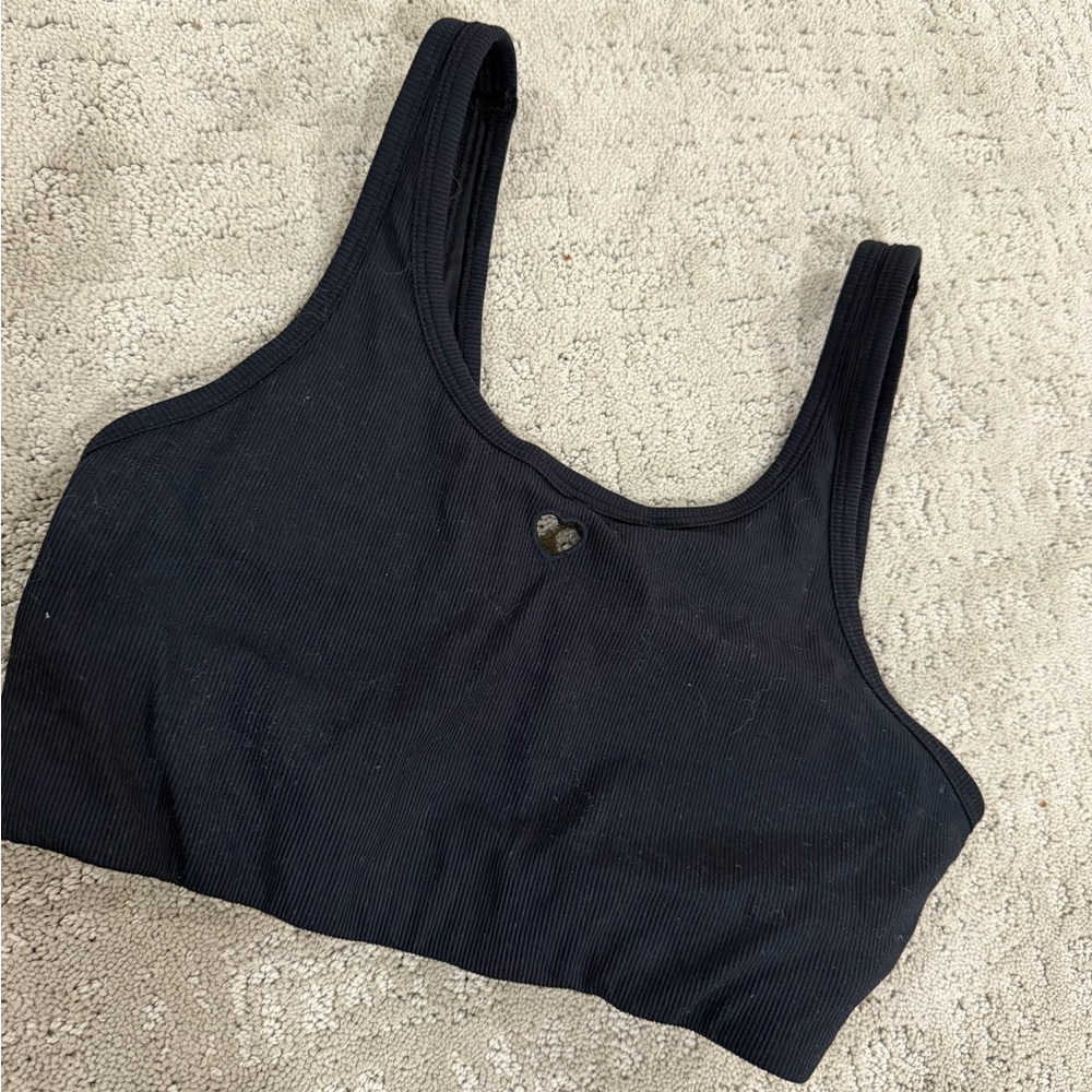 Black Ribbed Scoop Neck Bralette